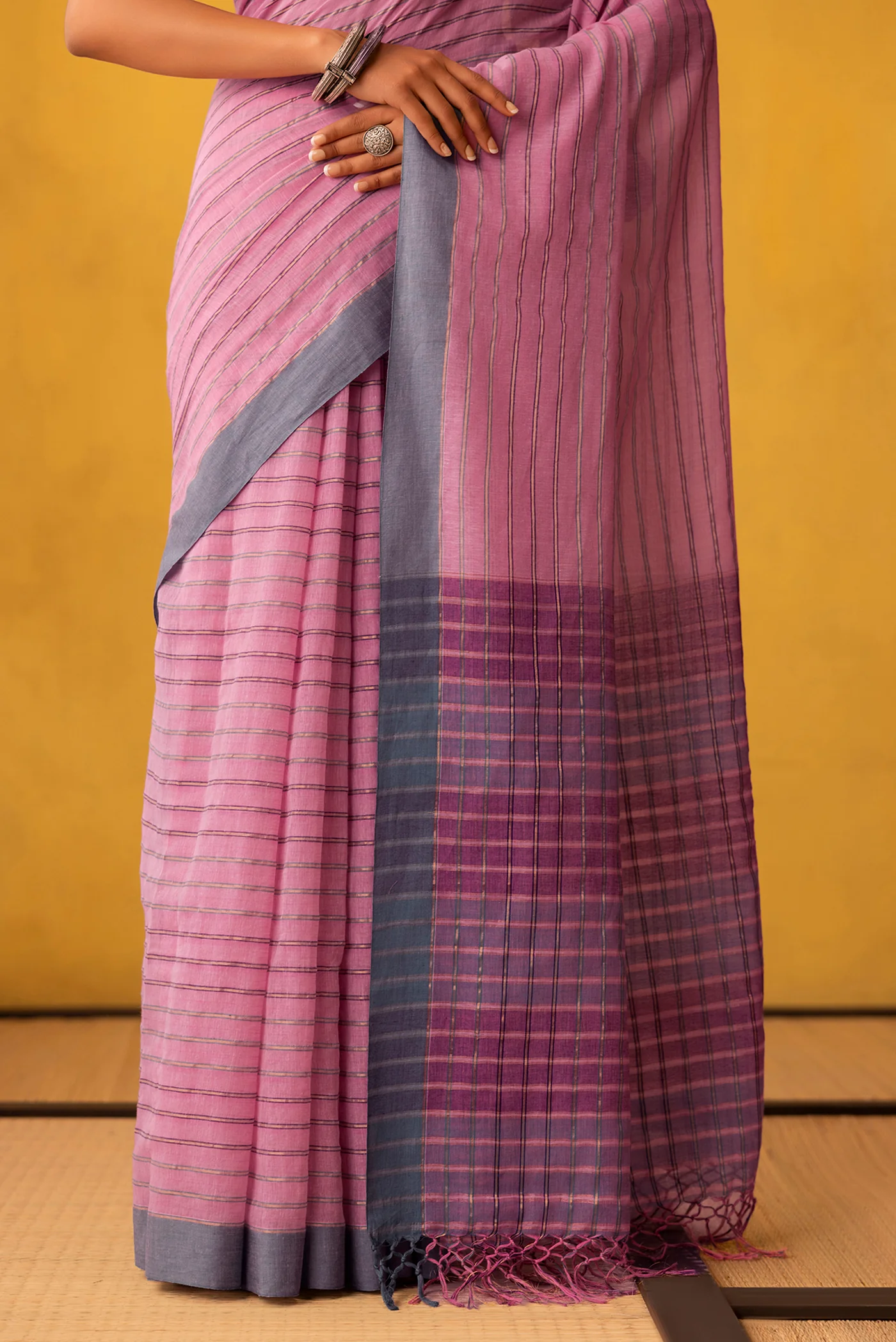 Mishri-Light Pink Cotton Saree - Image 4