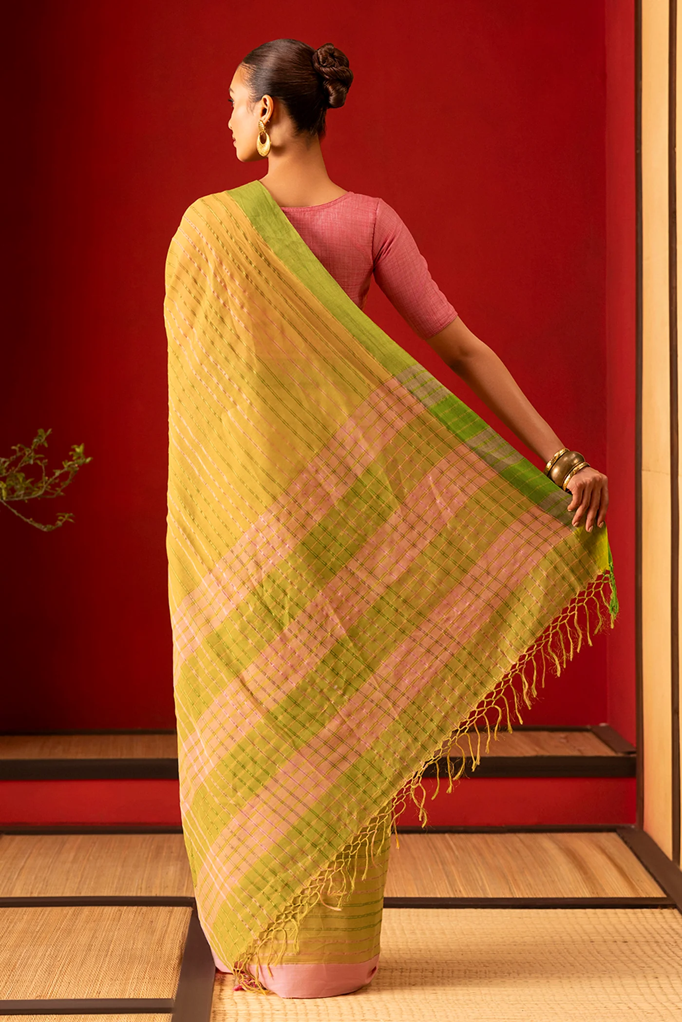 Mishri-Mustard Yellow Cotton Saree - Image 6