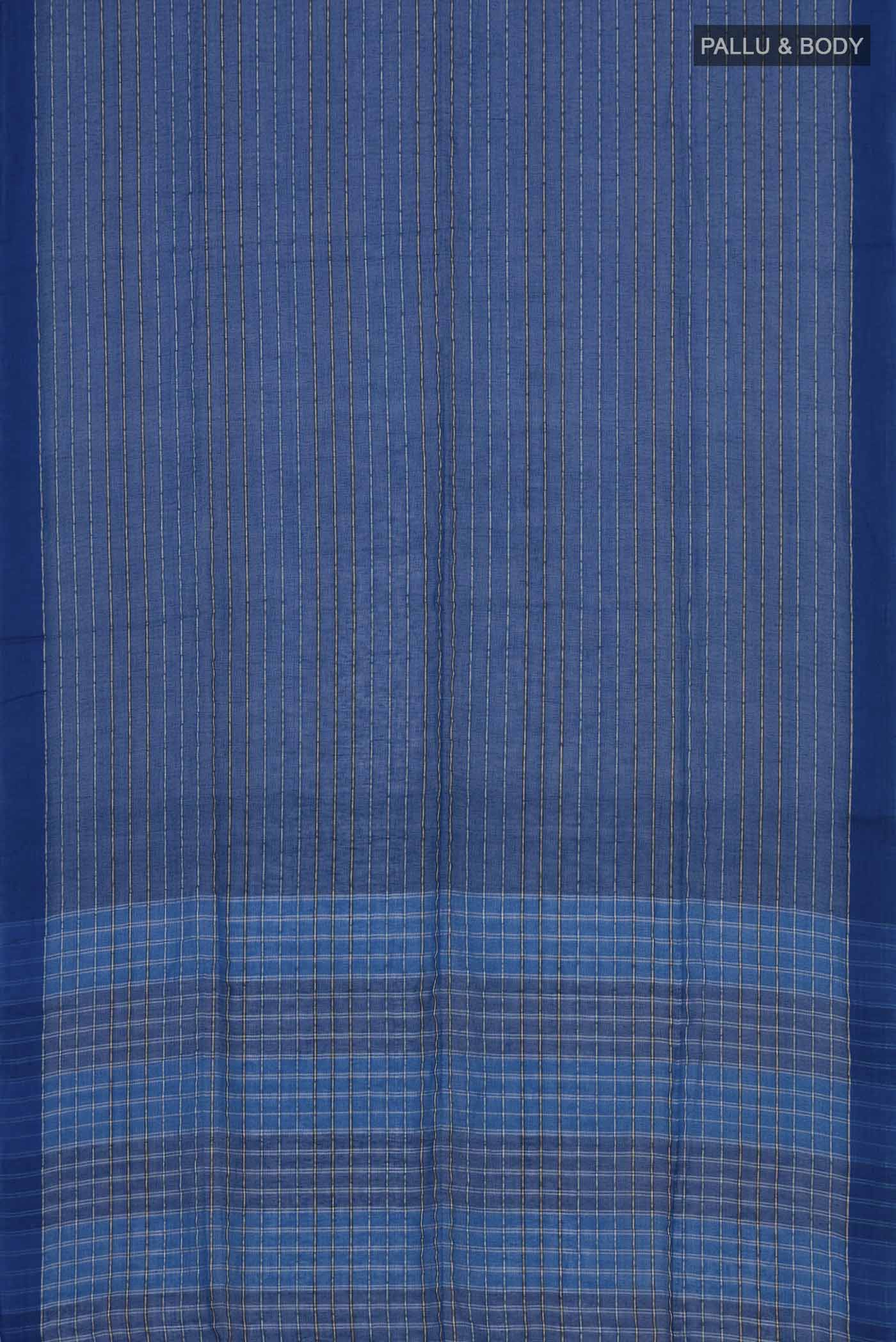 Mishri-Navy Blue Cotton Saree - Image 7