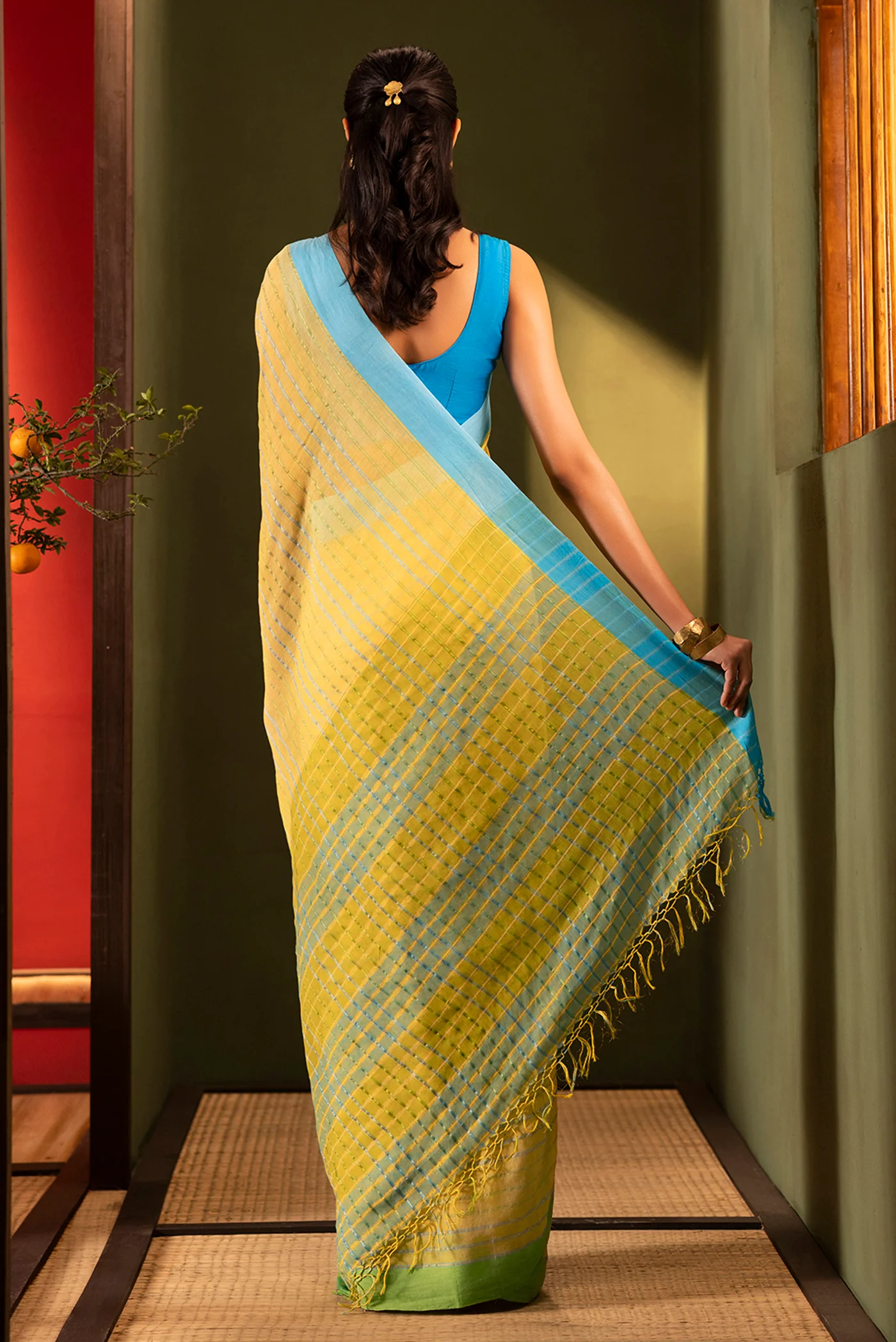 Mishri-Yellow Cotton Saree - Image 6