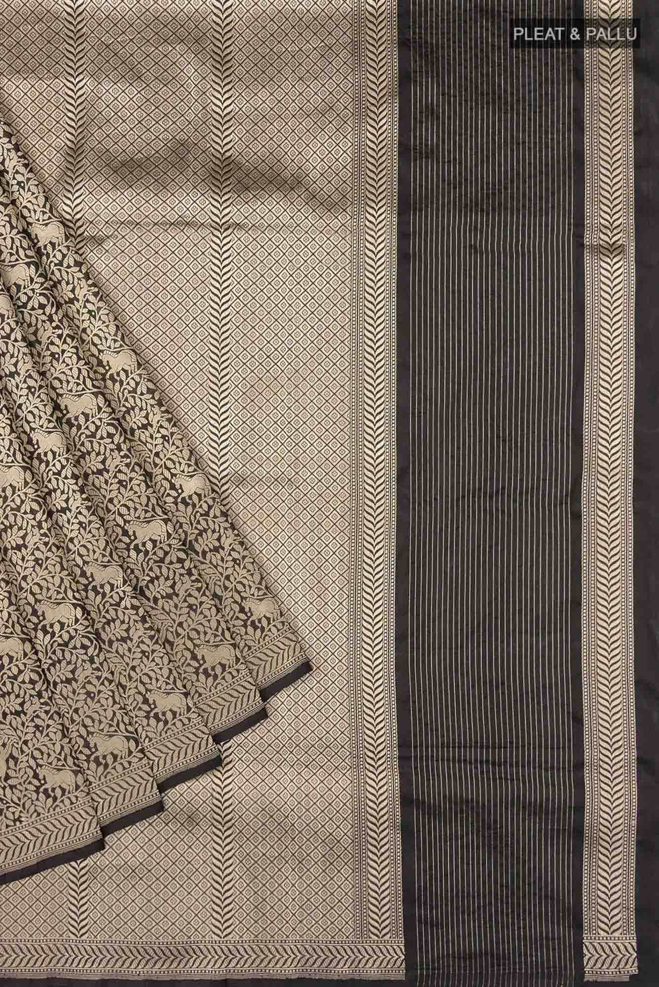 Mogli's World-Black Banarasi Silk Saree - Image 9