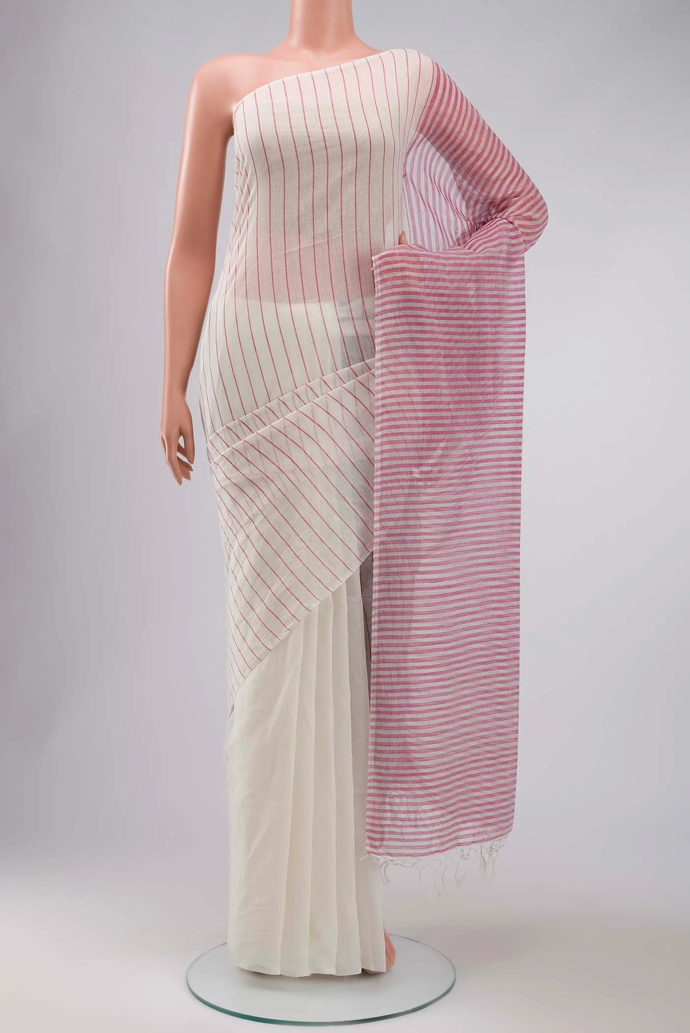 Mogra-White Cotton Saree - Image 2