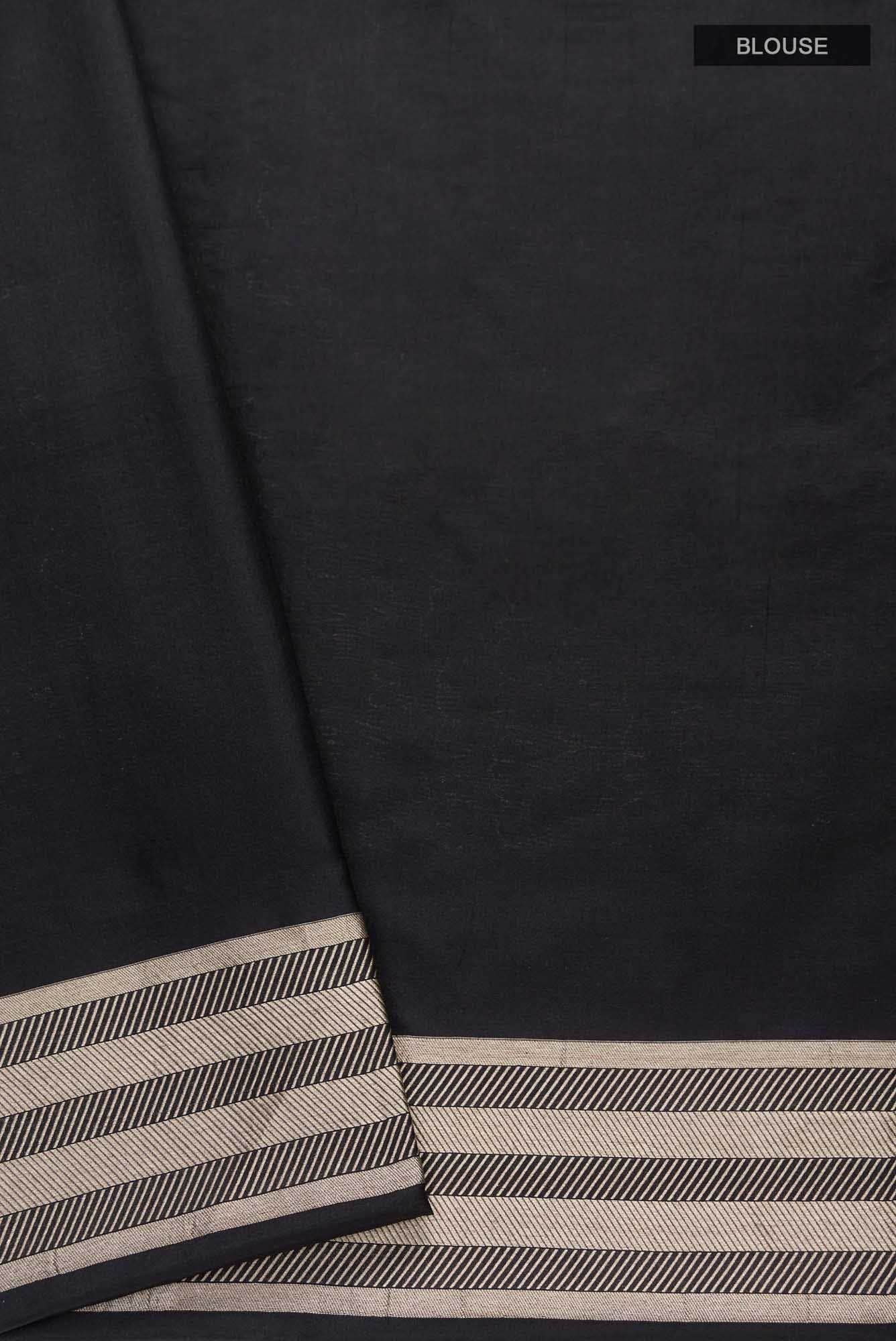 Molten-Black Banarasi Silk Saree - Image 10