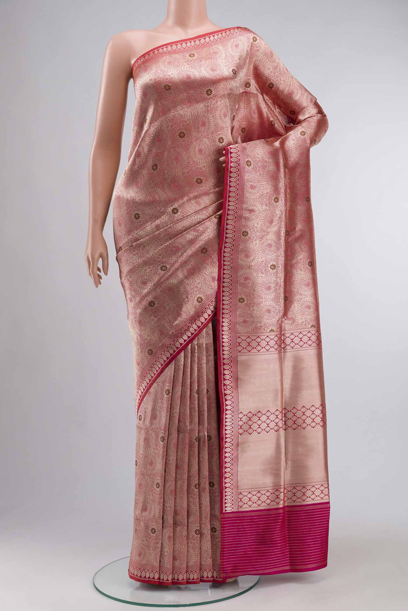 Mor-Red Banarasi Silk Saree