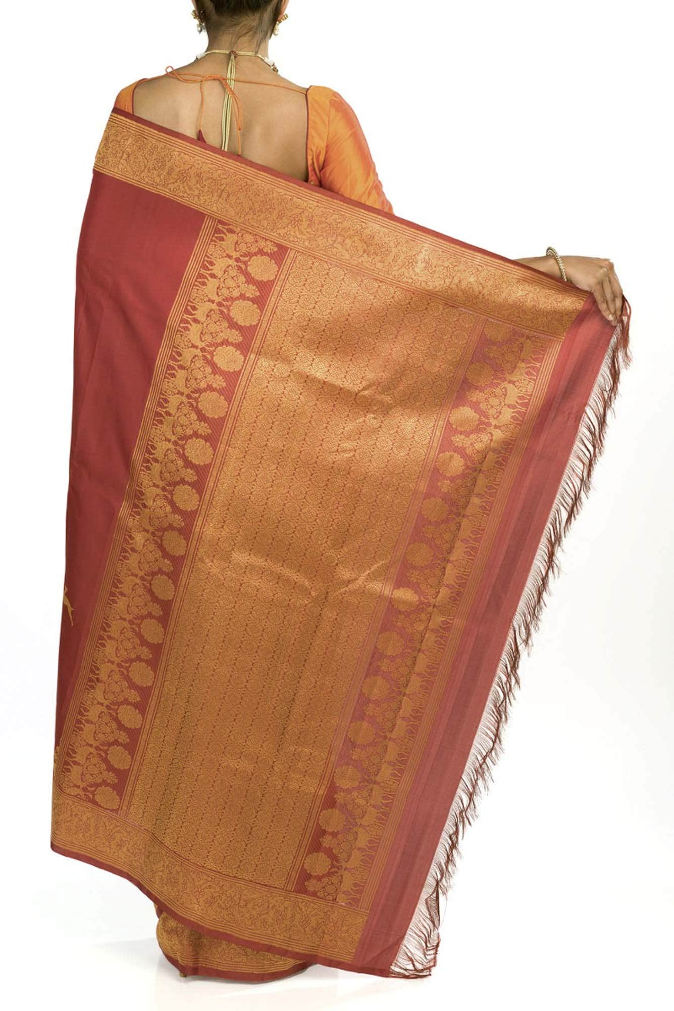 Mrignayani-Rust Kanchipuram Silk Saree - Image 3