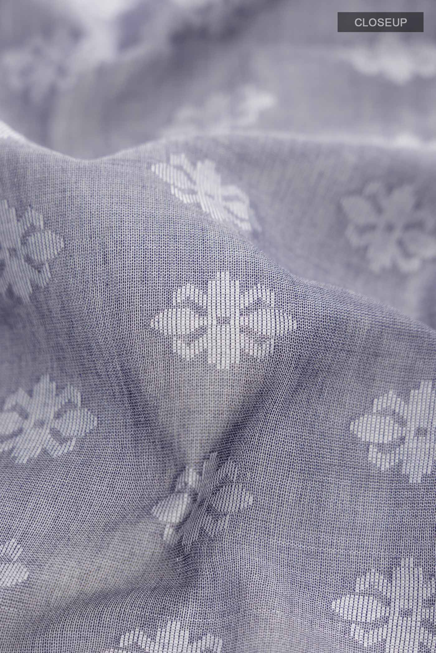 Mrinal-Greyish Blue Bengal Cotton Saree - Image 2