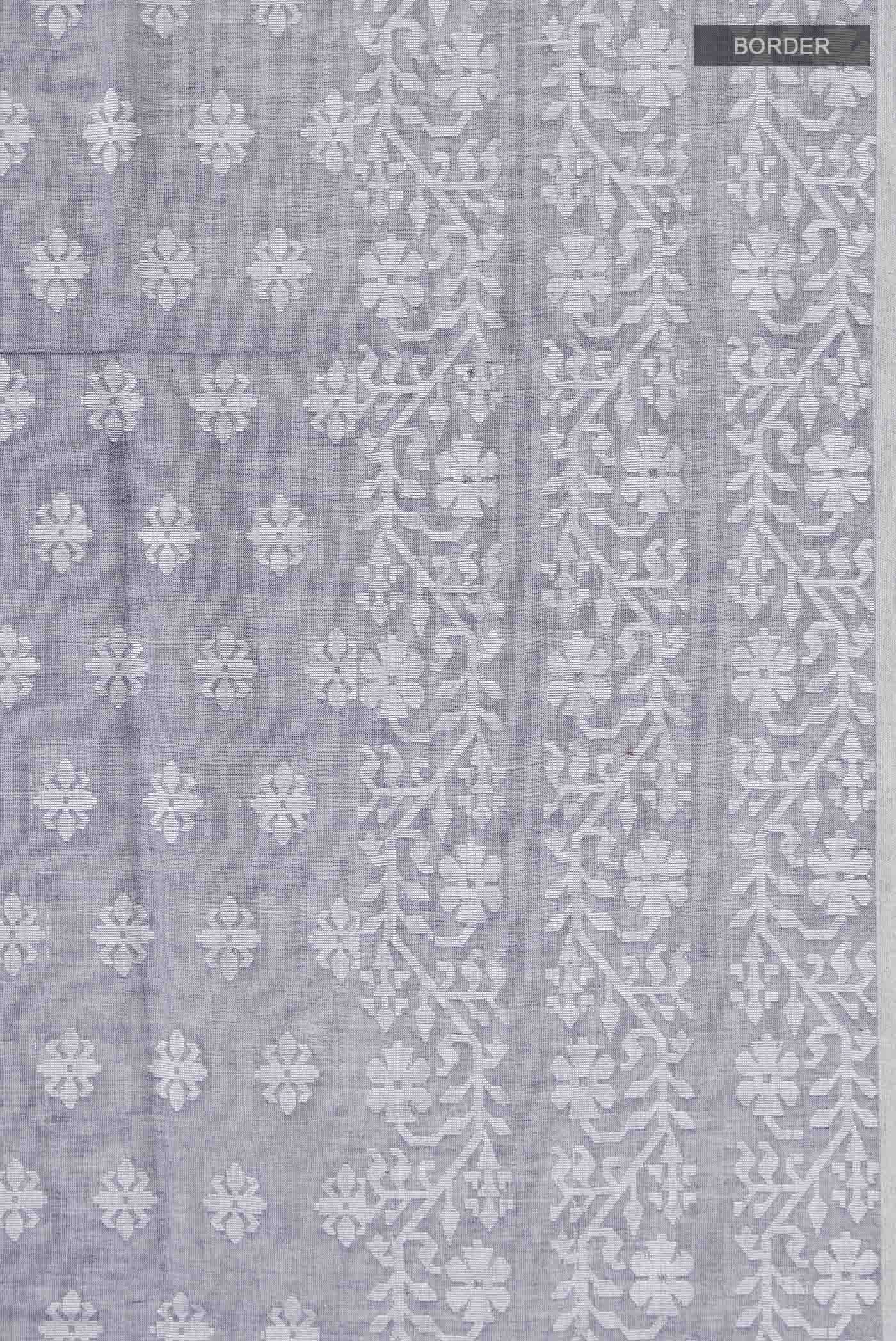 Mrinal-Greyish Blue Bengal Cotton Saree - Image 3