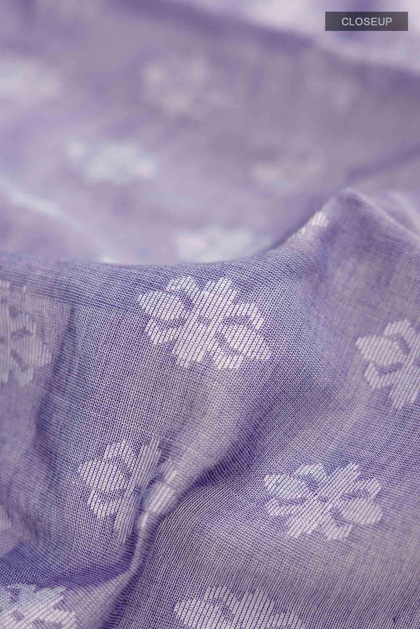 Mrinal-Heather Purple Bengal Cotton saree - Image 3
