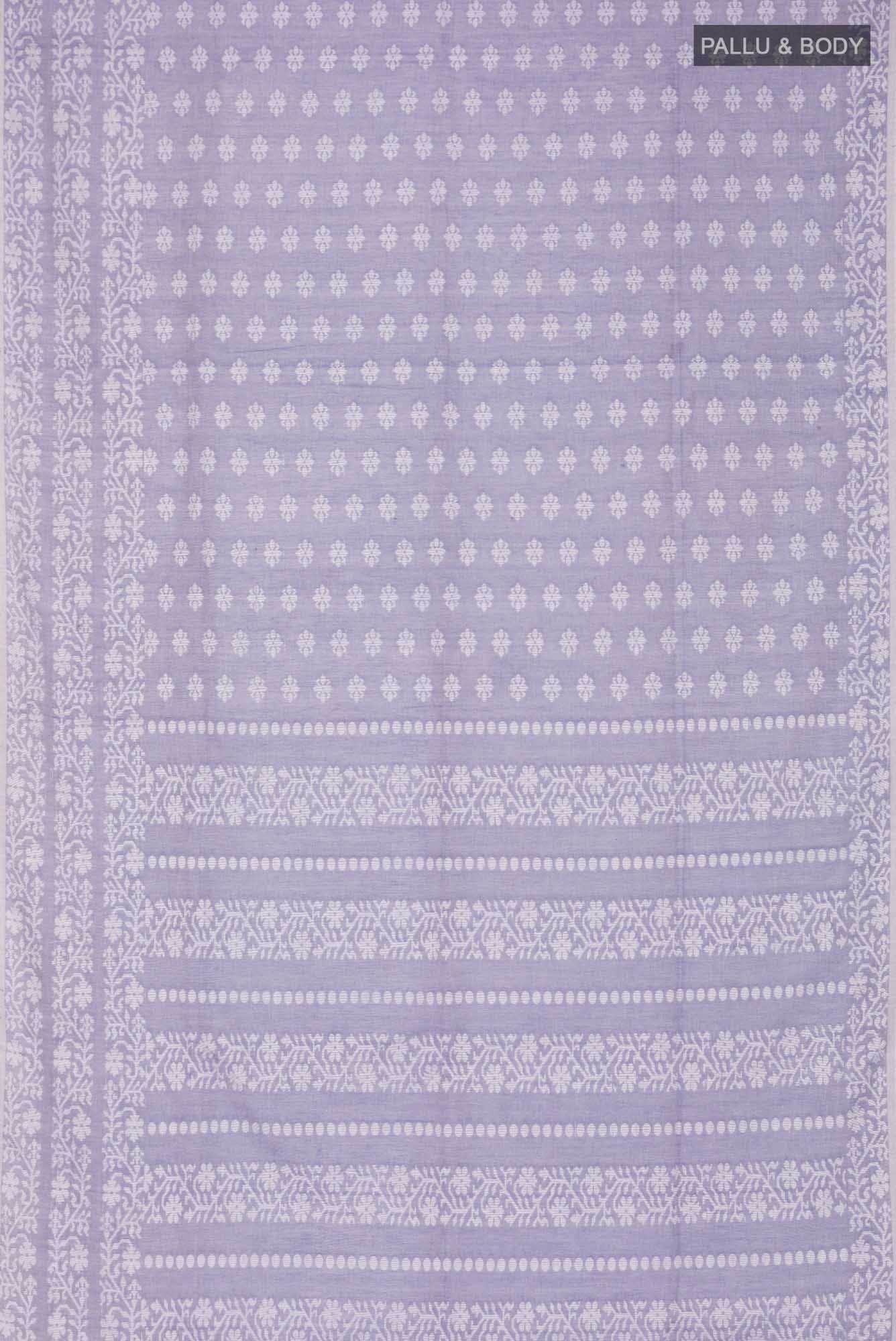 Mrinal-Heather Purple Bengal Cotton saree - Image 4