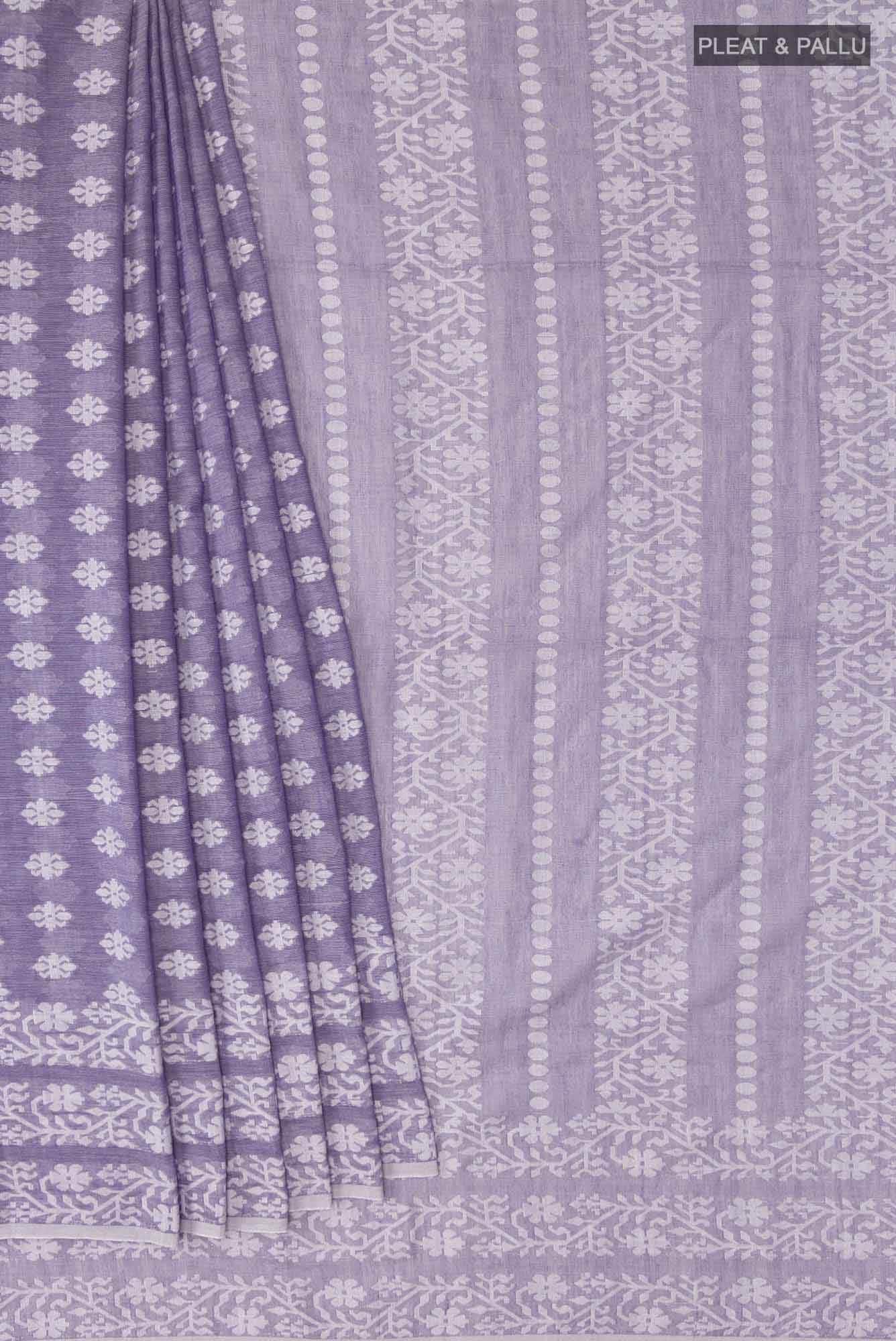 Mrinal-Heather Purple Bengal Cotton saree - Image 6