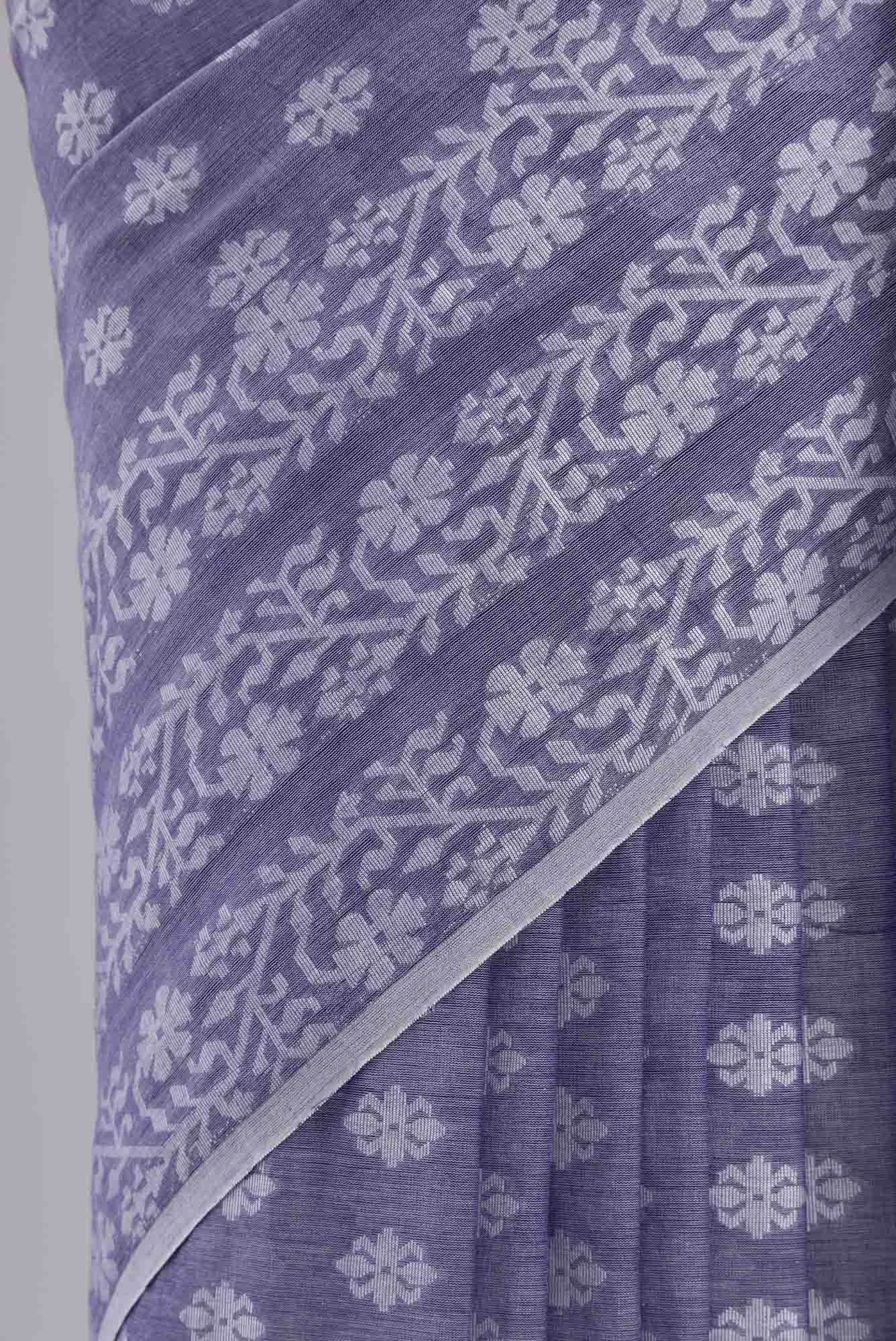 Mrinal-Heather Purple Bengal Cotton saree - Image 9