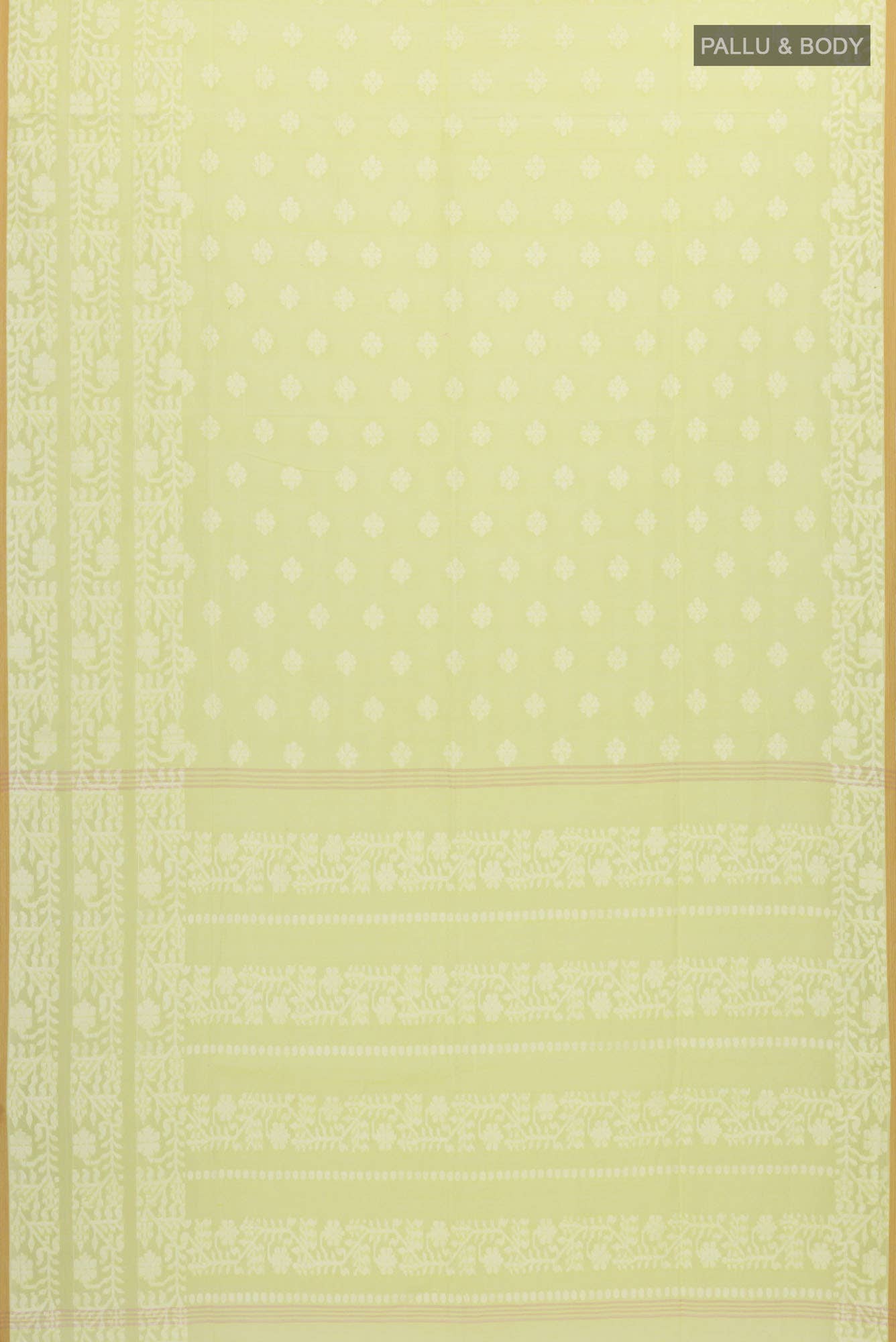 Mrinal-Light Yellow Bengal Cotton Saree - Image 4
