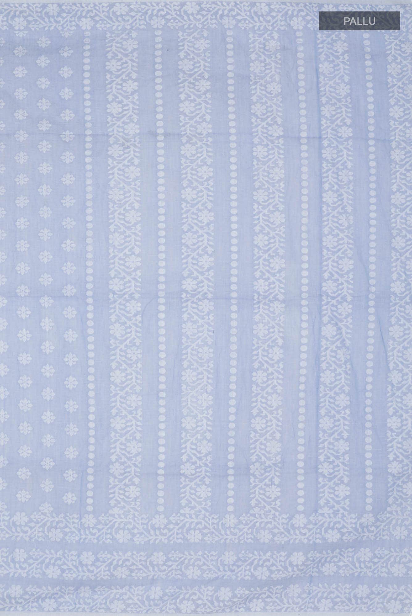 Mrinal-Powder Blue Bengal Cotton saree - Image 5