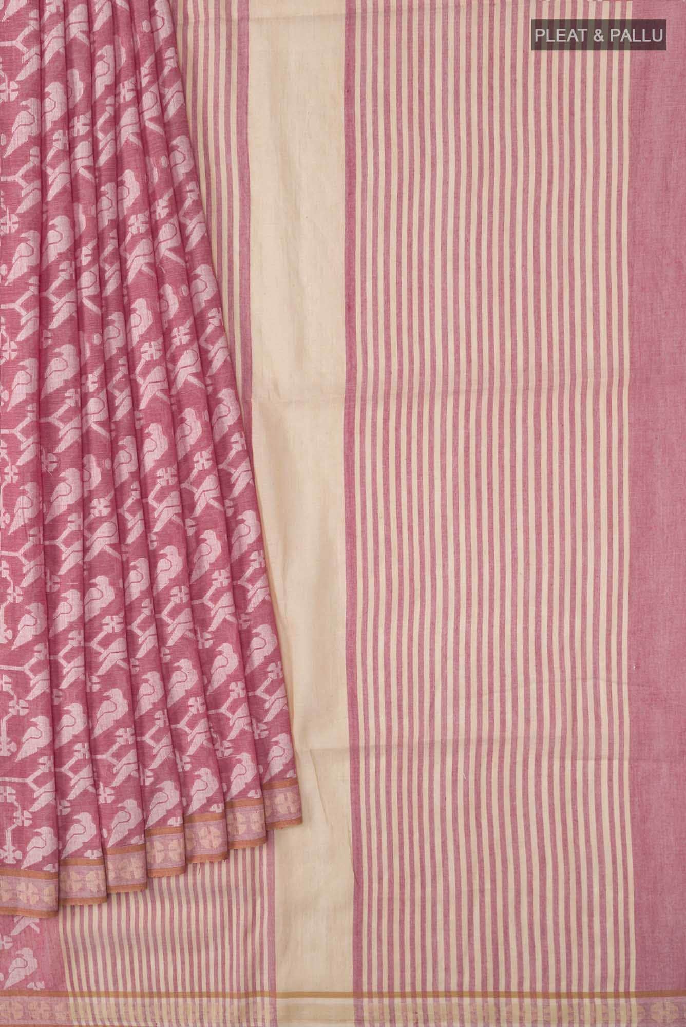 Mrinmayi-Peach Bengal Cotton Saree - Image 2