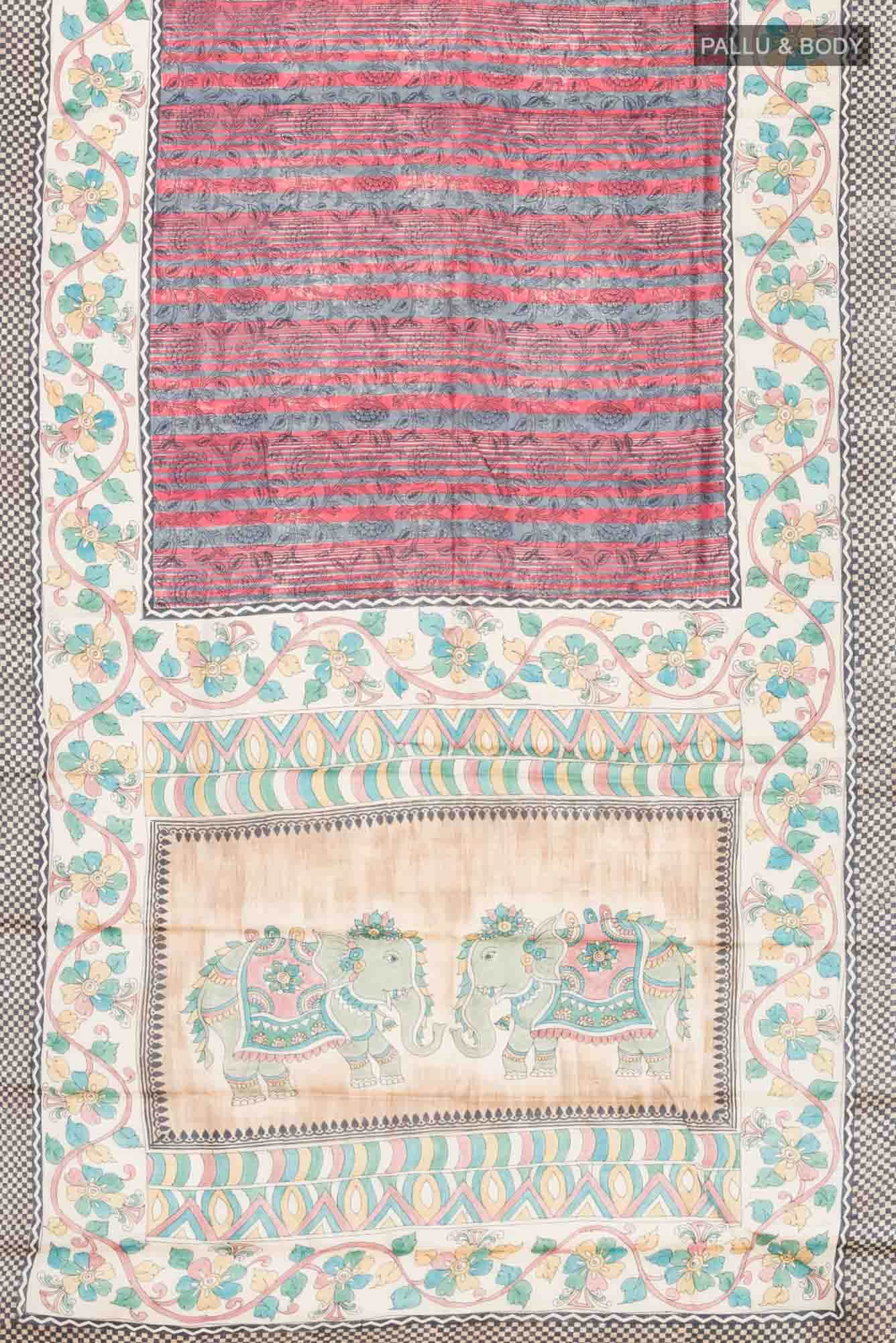 Multi Bhagalpuri Tussar Silk Saree - Image 3