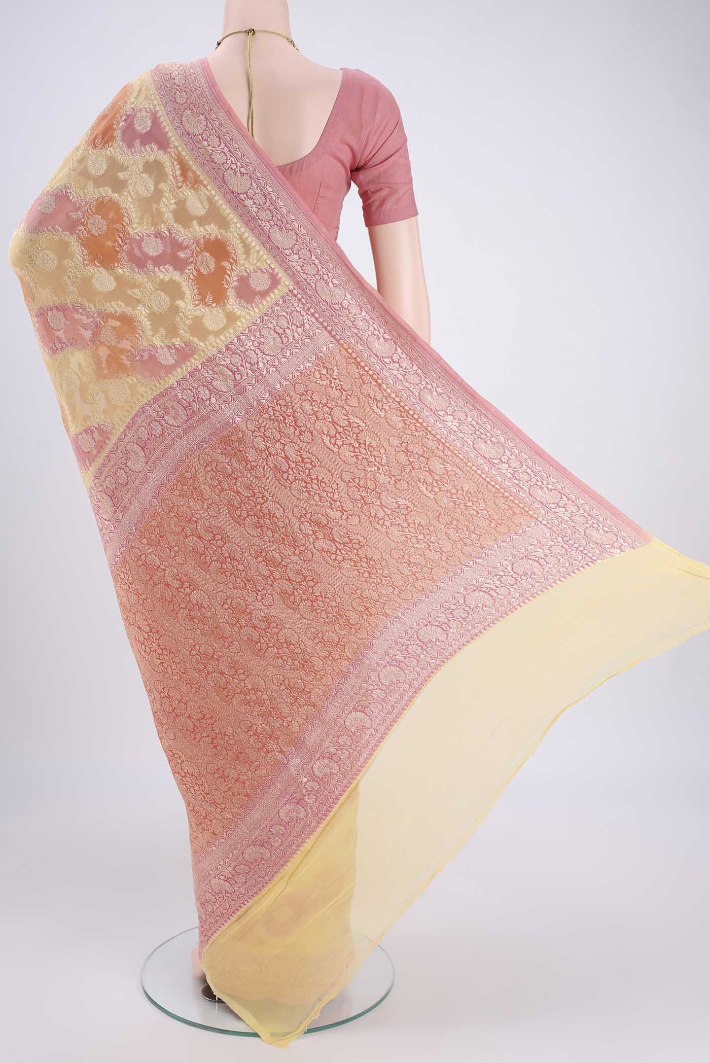 Multi Color Banarasi Georgette Saree - Image 3