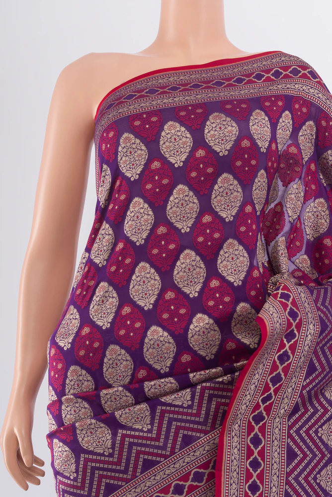 Violet Banarasi Silk Saree - Image 2