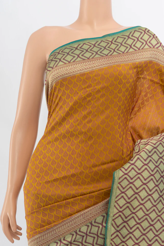 Yellow Banarasi Silk Saree - Image 2