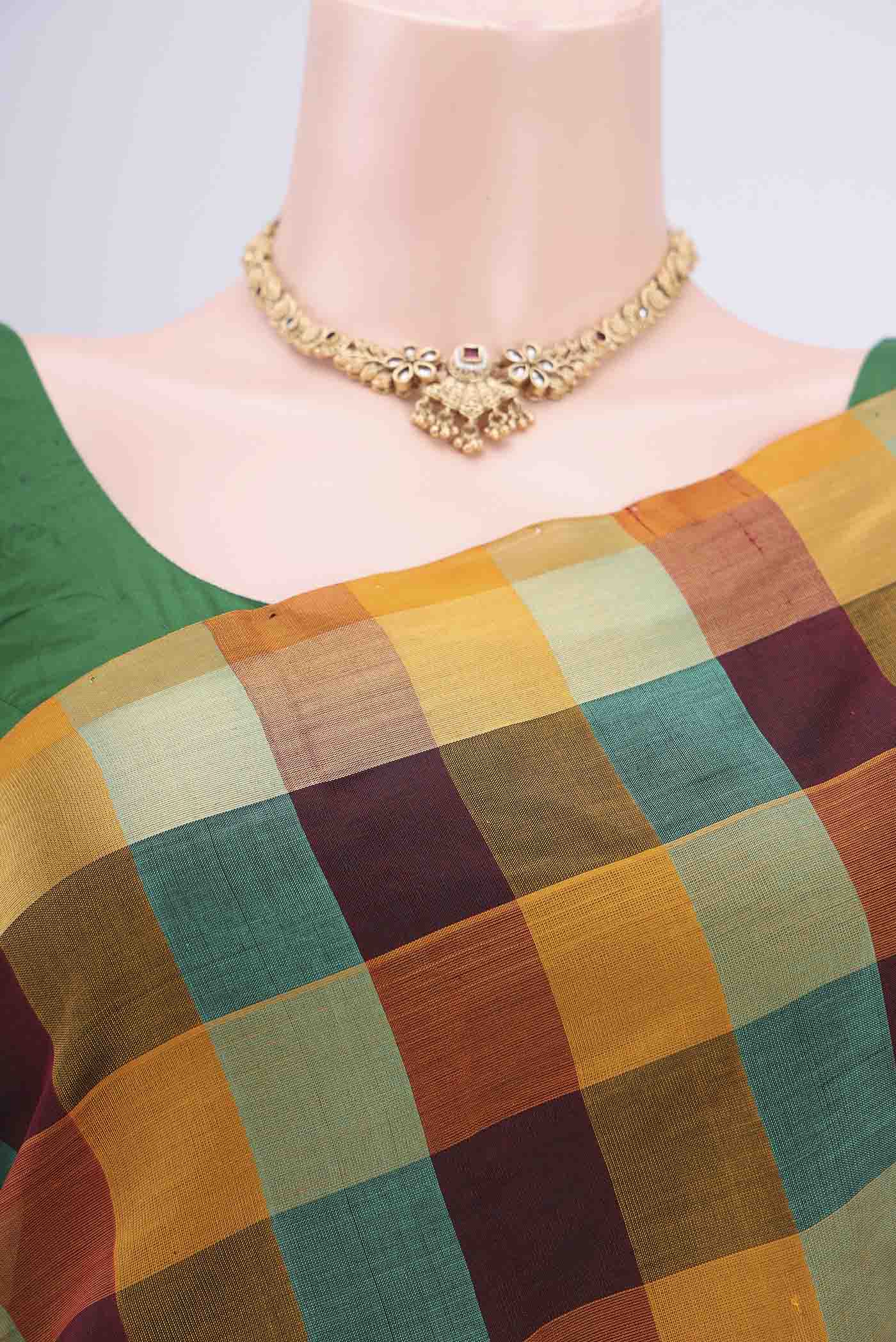 Multi Color Blended Poly Cotton Saree - Image 2