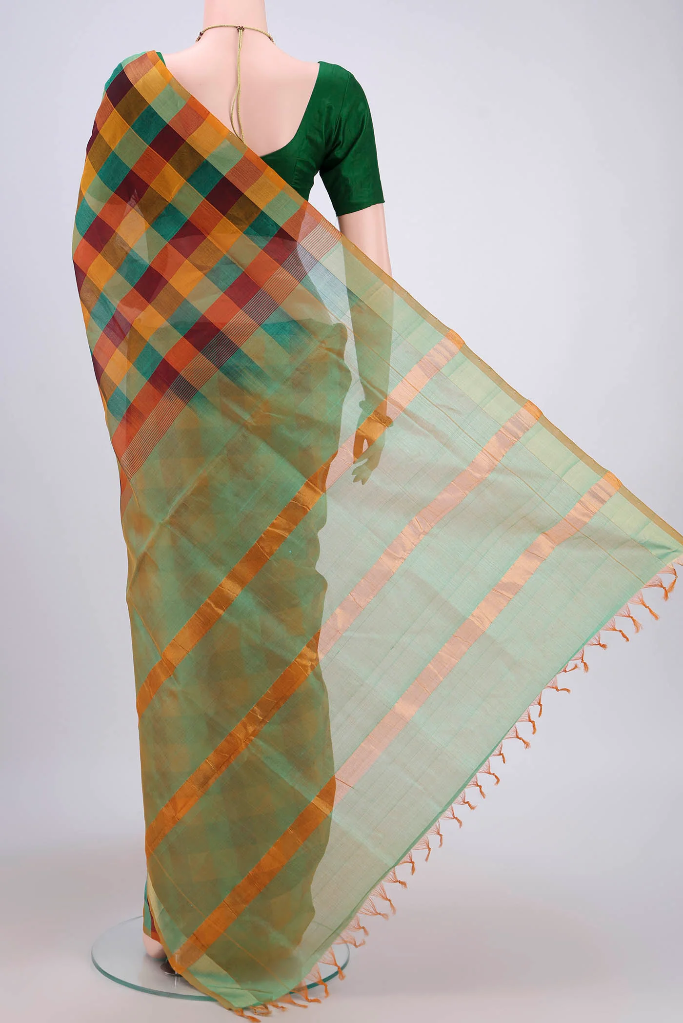 Multi Color Blended Poly Cotton Saree - Image 3