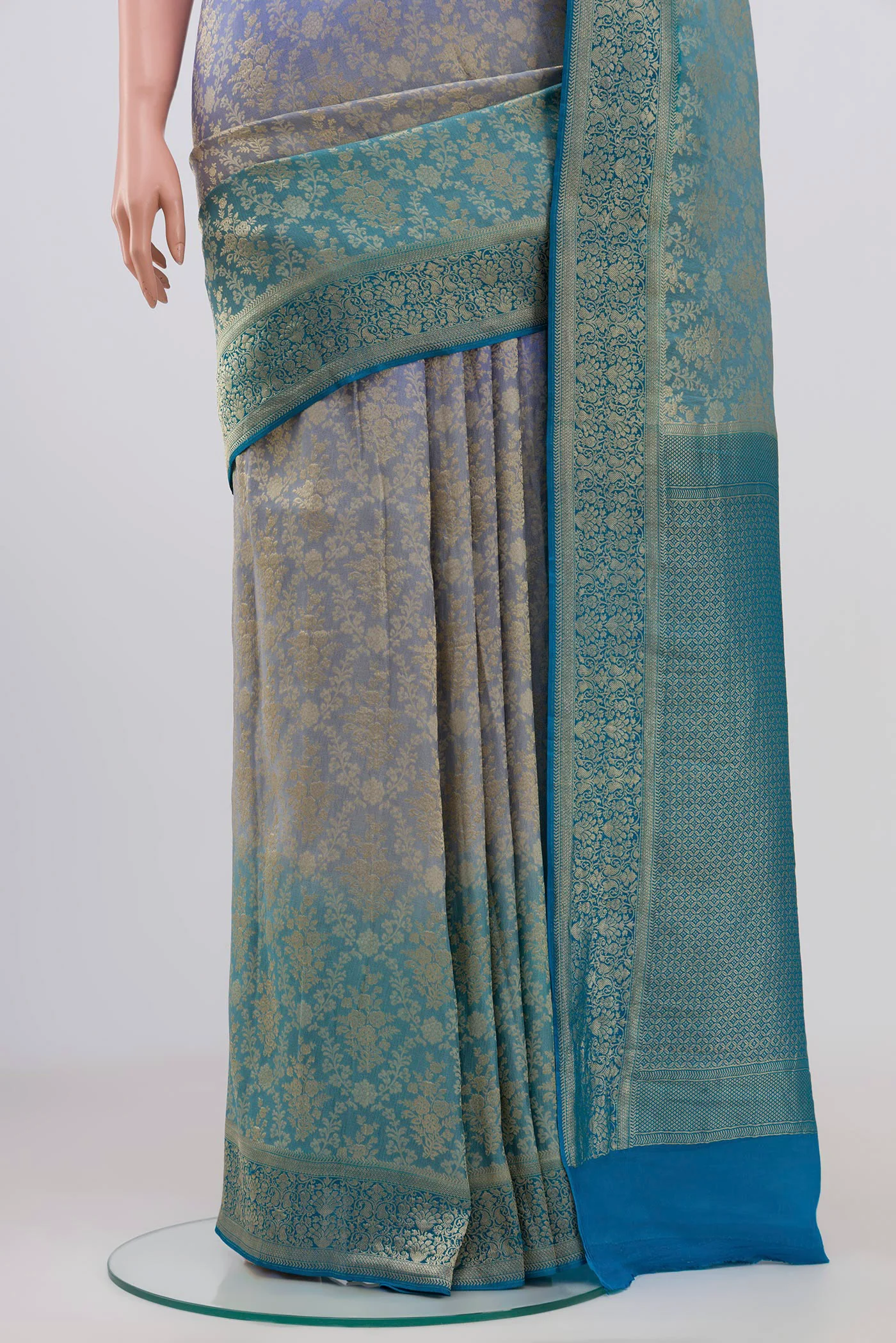Light Magenta Banarasi Tussar Georgette Saree - Image 3