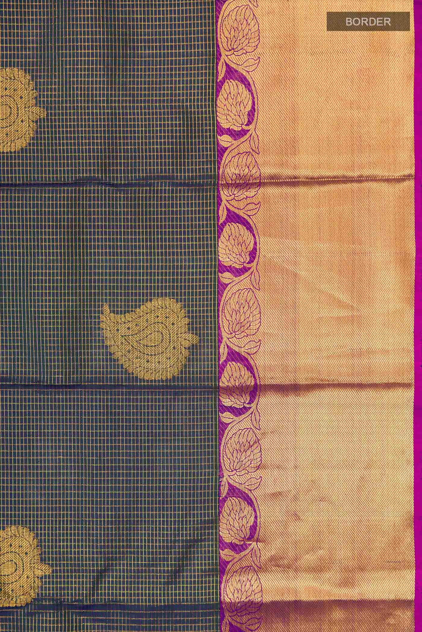 Blue with Green Color Kanjivaram Silk Saree - Image 3