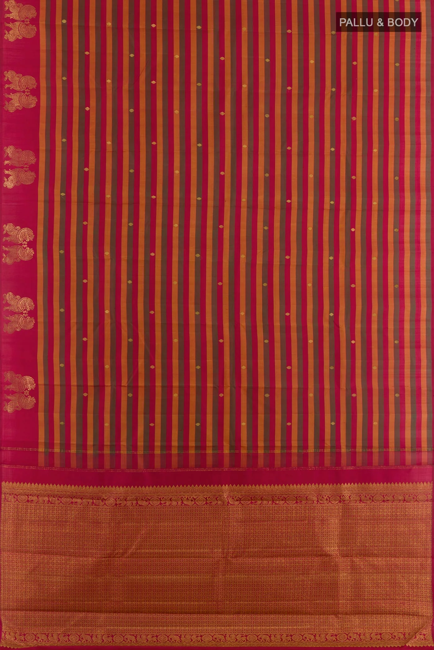 Multi Color Kanchipuram Silk Saree - Image 3