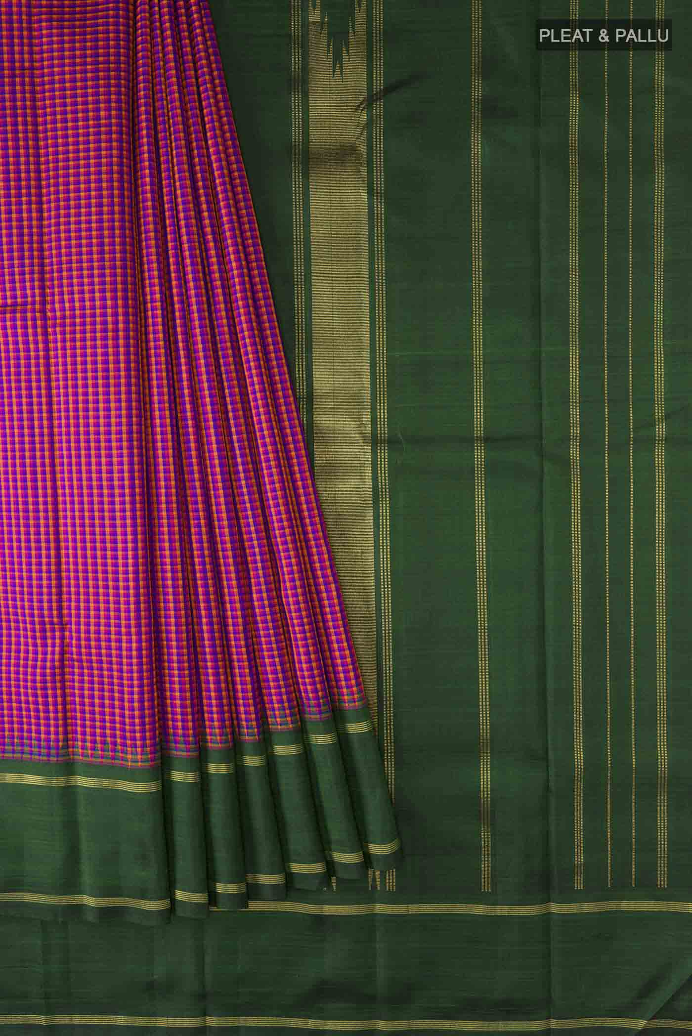 Multi Color Kanchipuram Silk Saree - Image 4