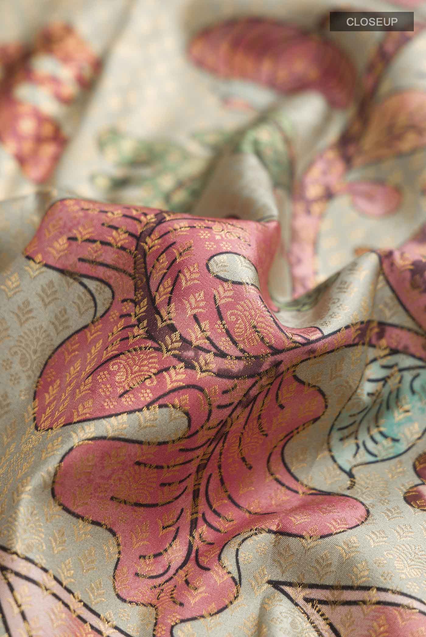 Multi Color Kanjivaram Silk Saree - Image 2