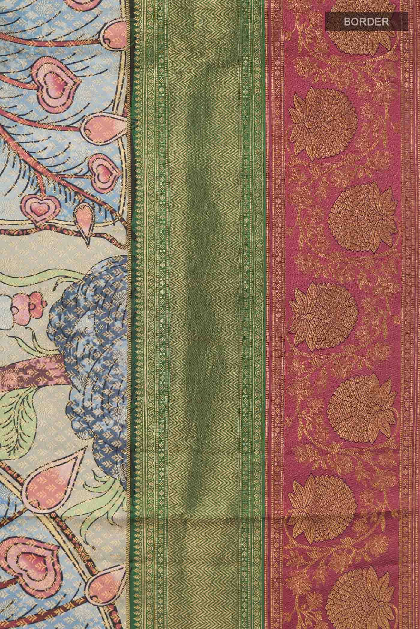 Multi Color Kanjivaram Silk Saree - Image 3