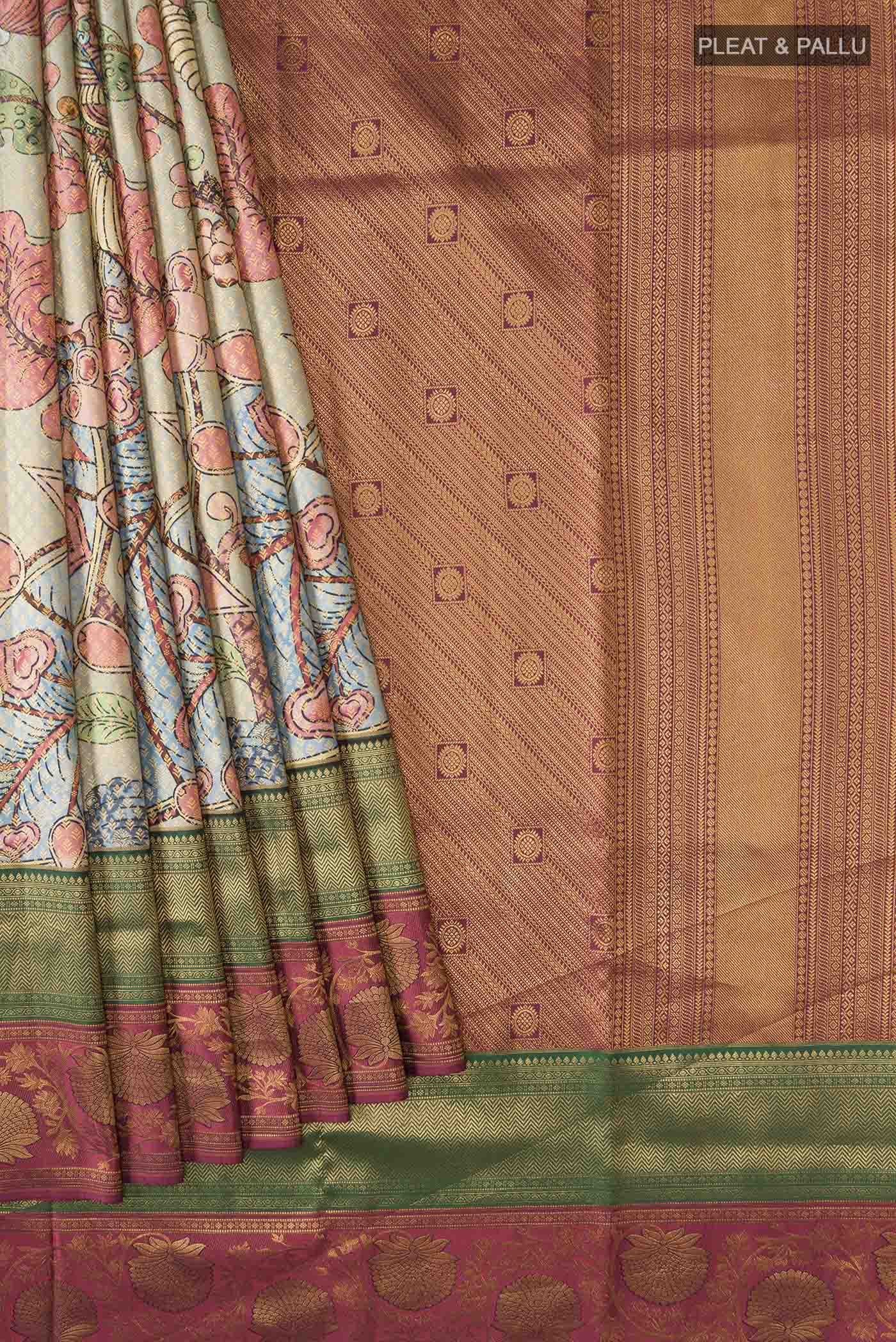 Multi Color Kanjivaram Silk Saree - Image 4