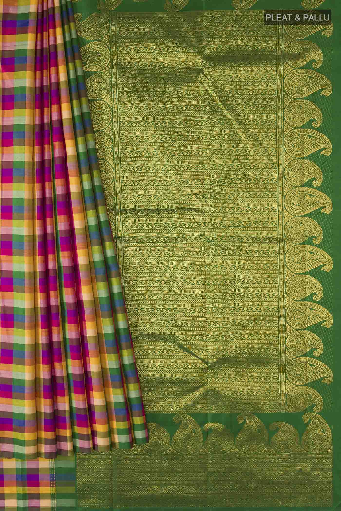Multi Color Kanchipuram Silk Saree - Image 4