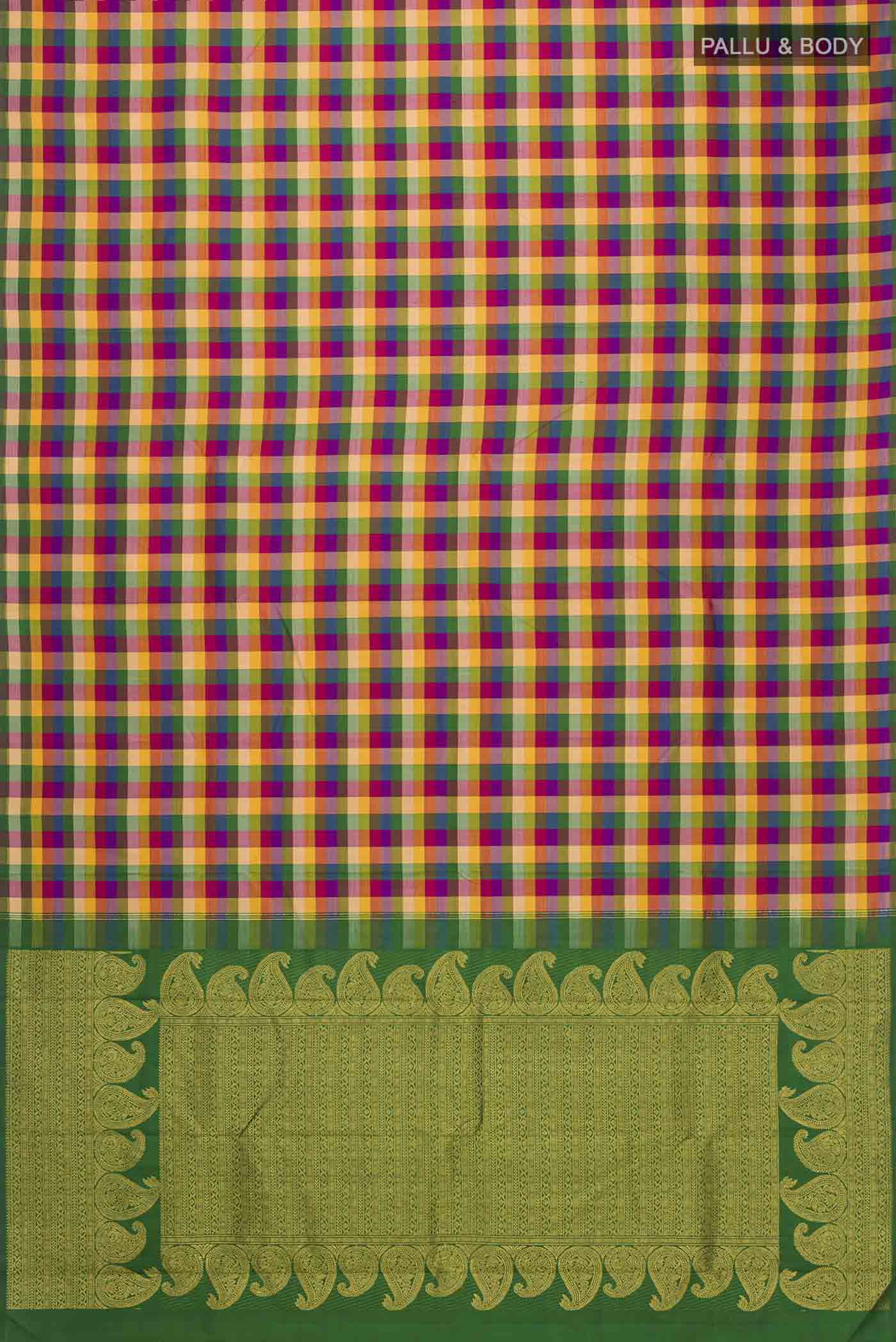Multi Color Kanchipuram Silk Saree - Image 6