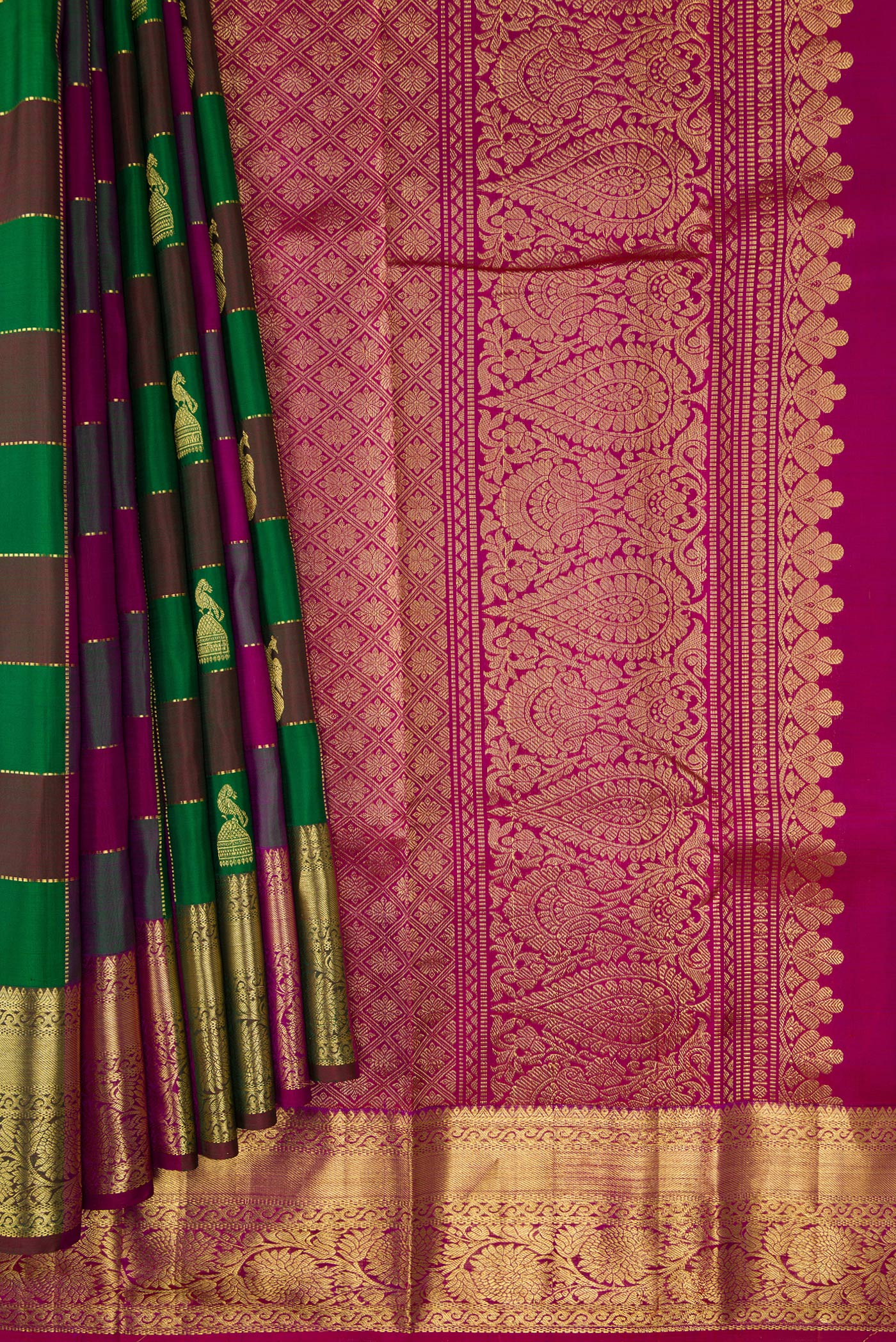 Multi Color Kanchipuram Silk Saree - Image 4