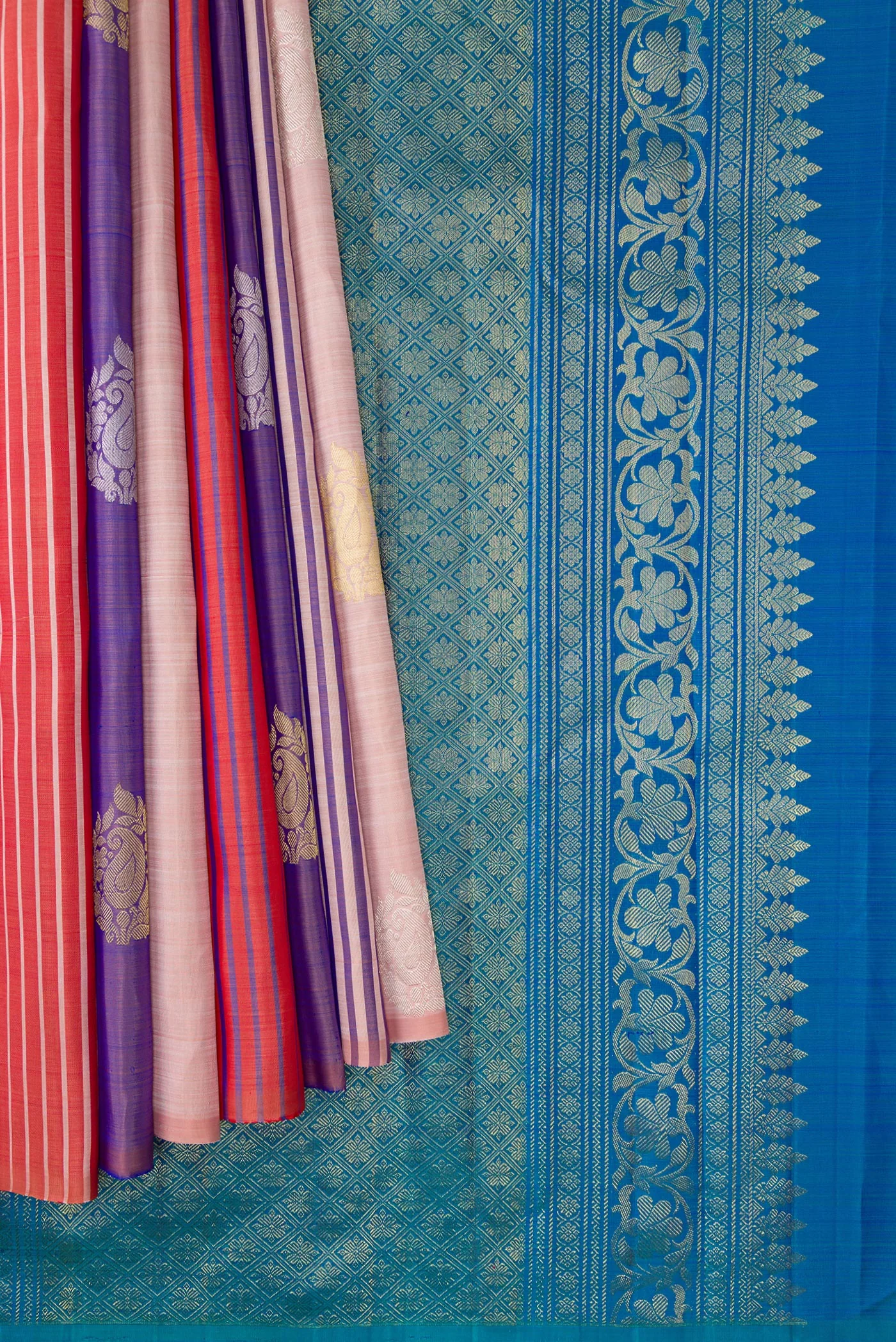 Multi Color Kanchipuram Silk Saree - Image 3