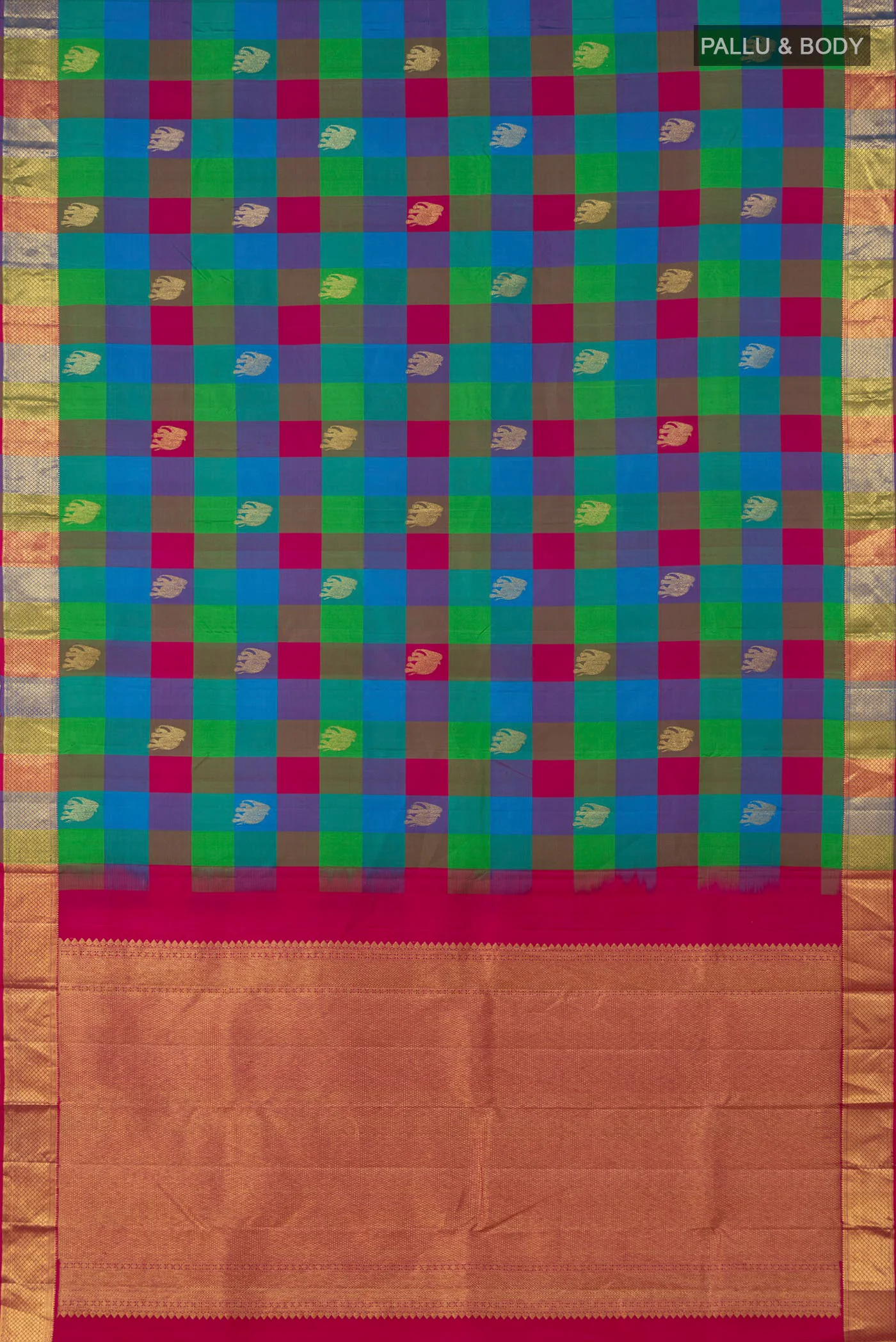 Multi Color Kanjivaram Silk Saree - Image 5