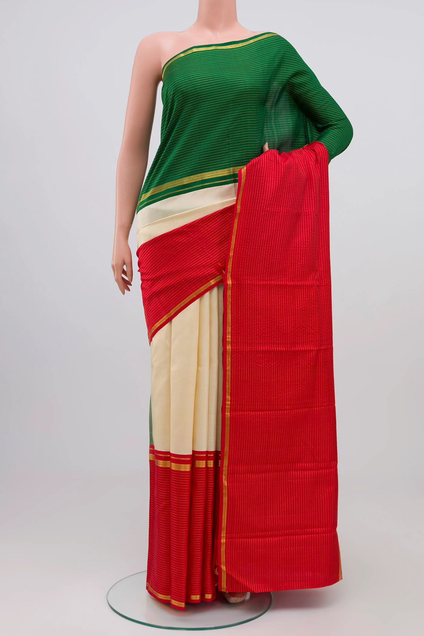Cream Kanjivaram Silk Saree