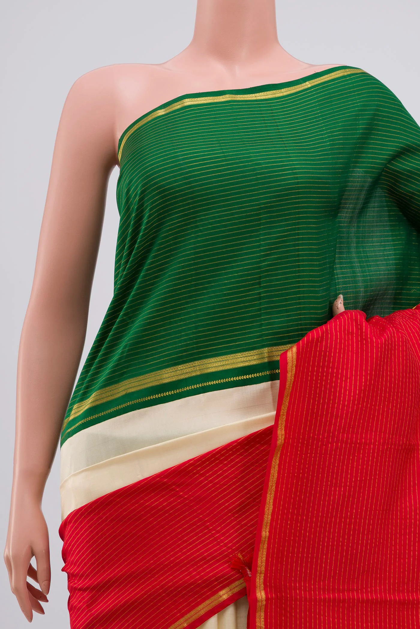 Cream Kanjivaram Silk Saree - Image 2