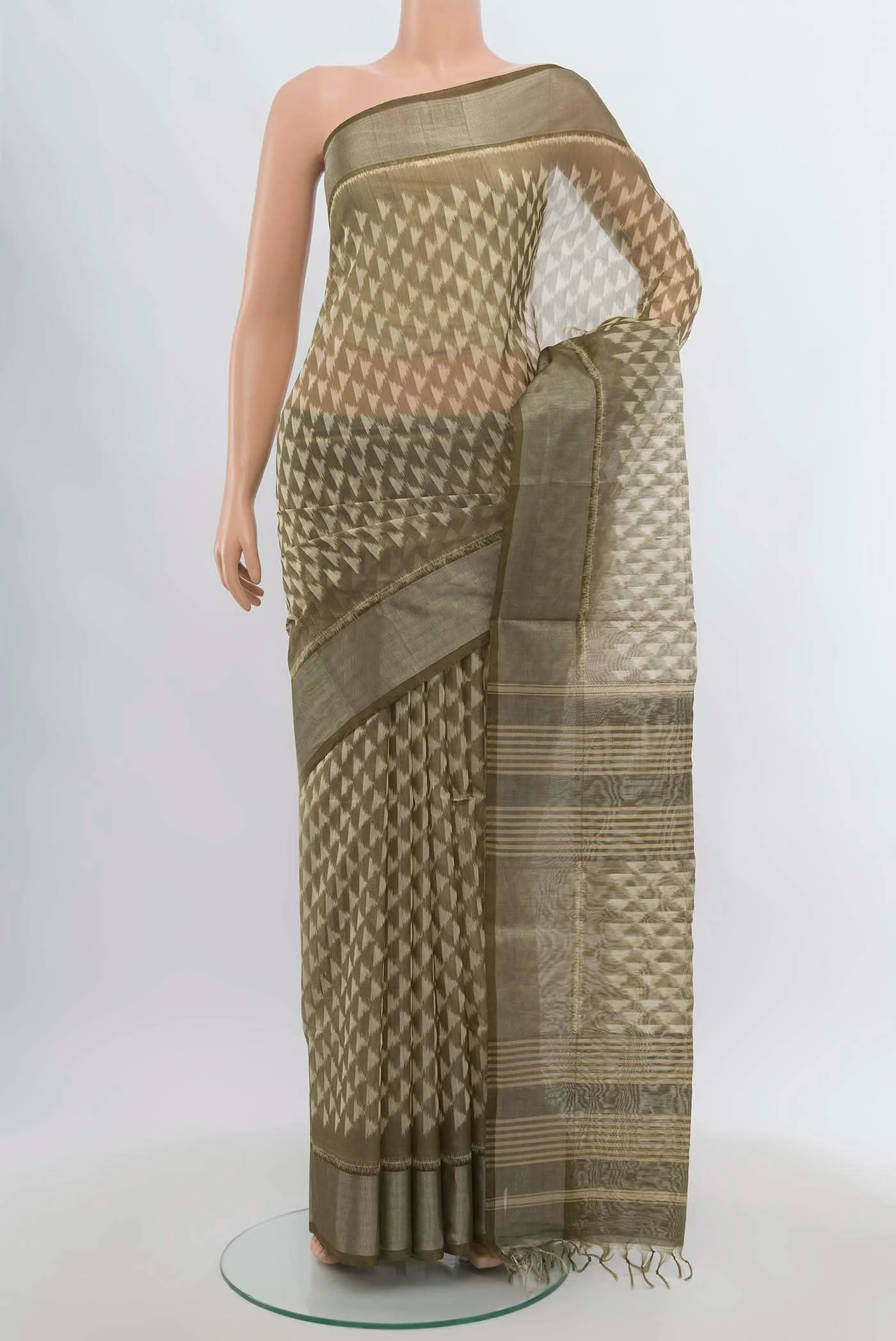 Sage Green Silk Cotton Saree