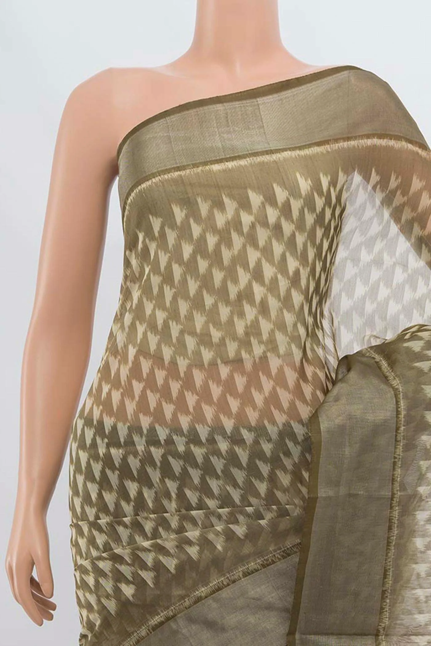 Sage Green Silk Cotton Saree - Image 2