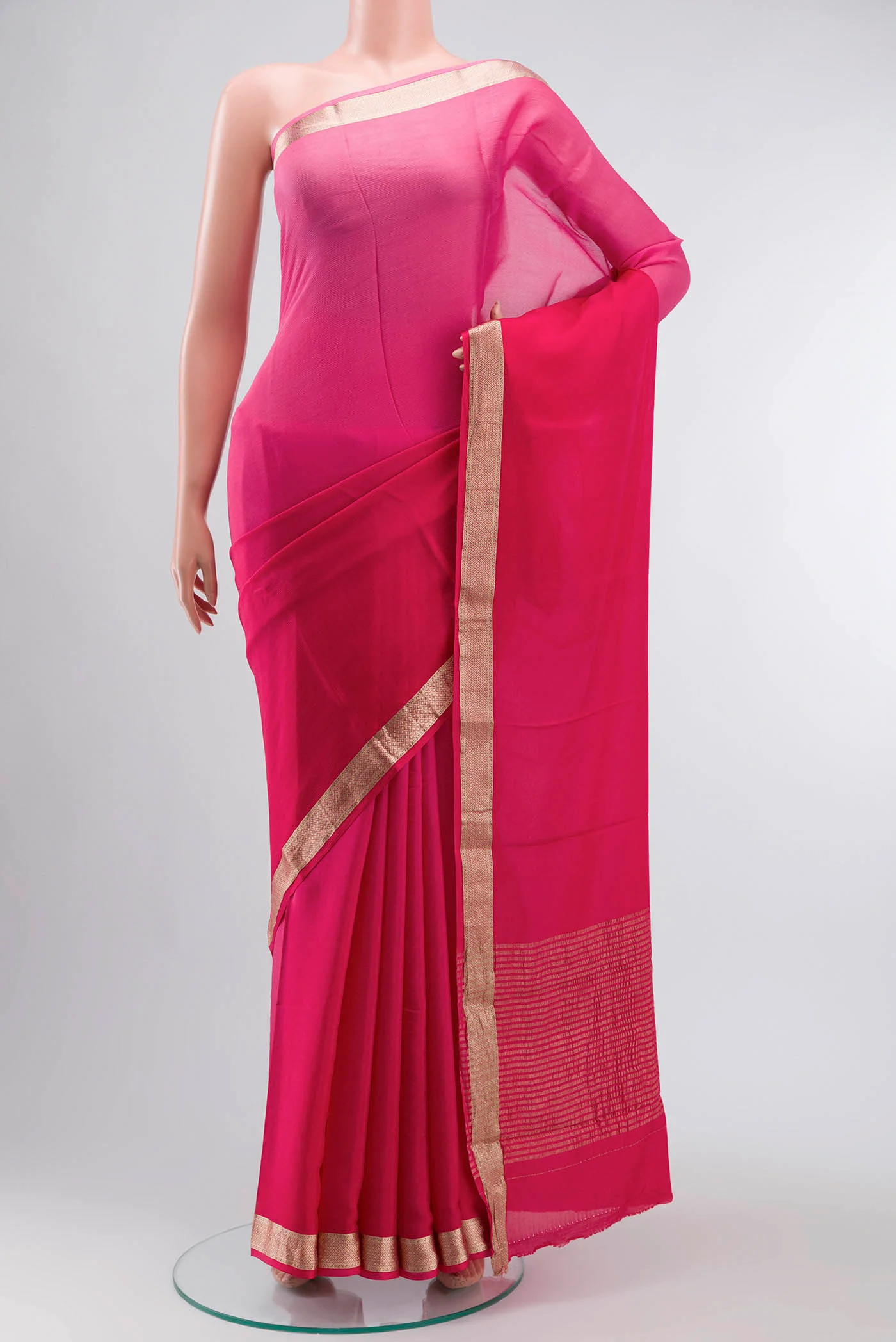 Pink Mysore Chiffon Saree