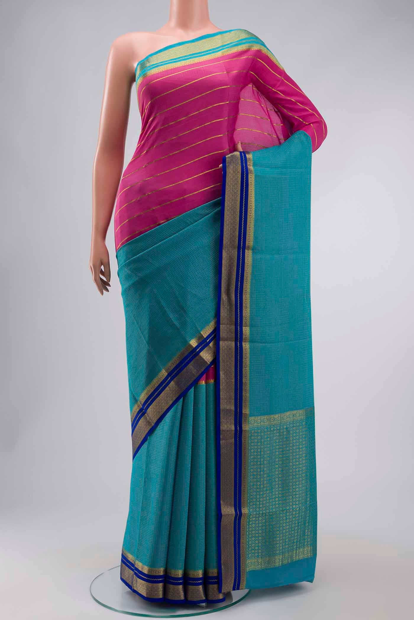 Multi Color Mysore Crepe Saree