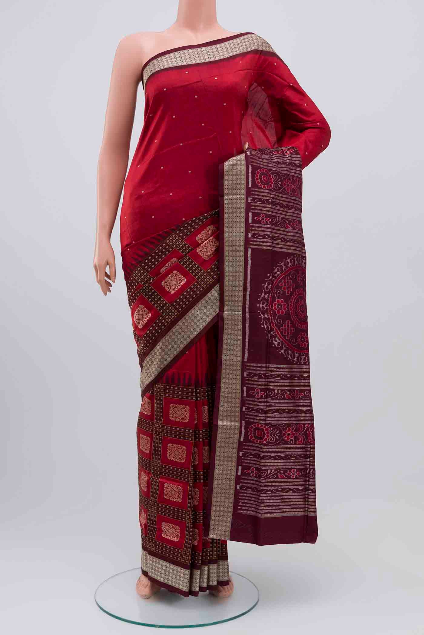 Maroon Orissa Silk Saree - Image 2