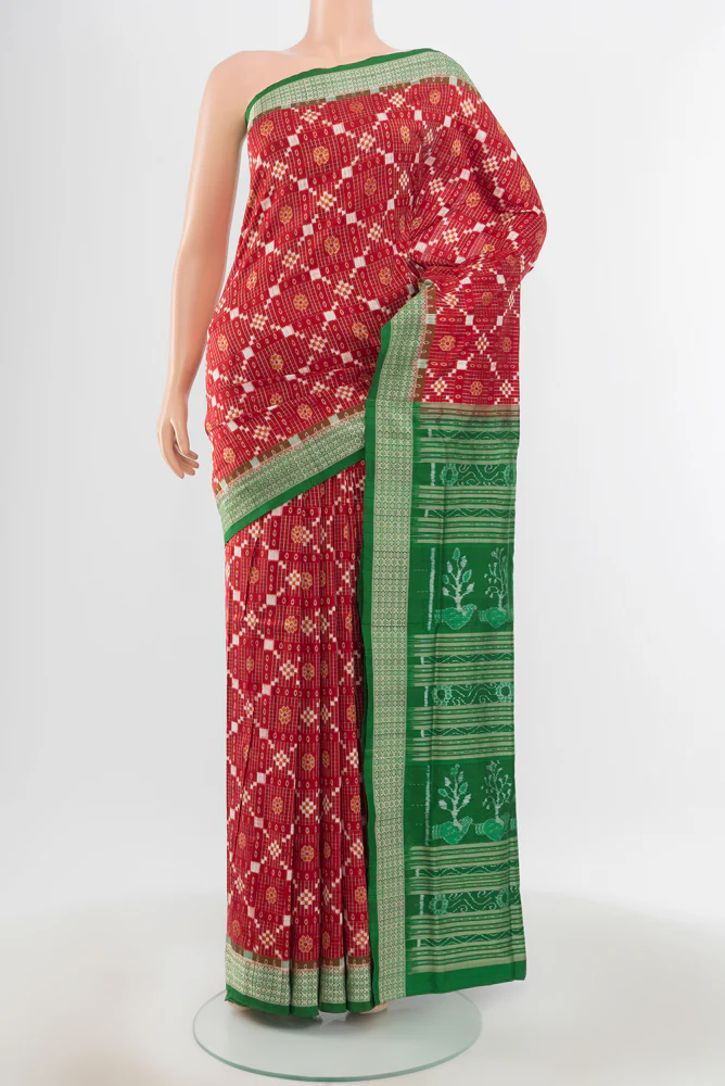 Maroon Orissa Silk Saree