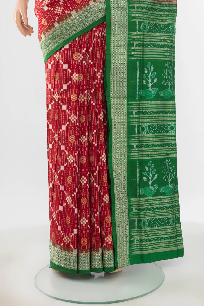 Maroon Orissa Silk Saree - Image 3