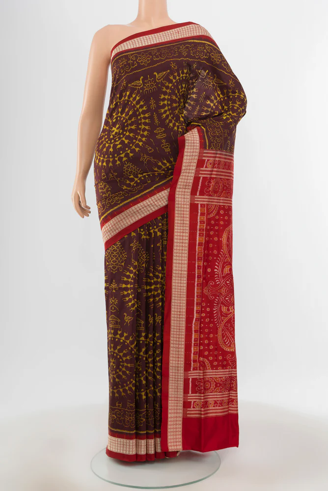 Brown Orissa Silk Saree
