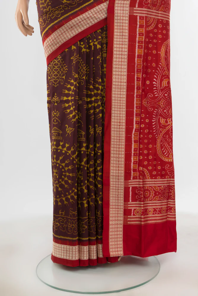 Brown Orissa Silk Saree - Image 3