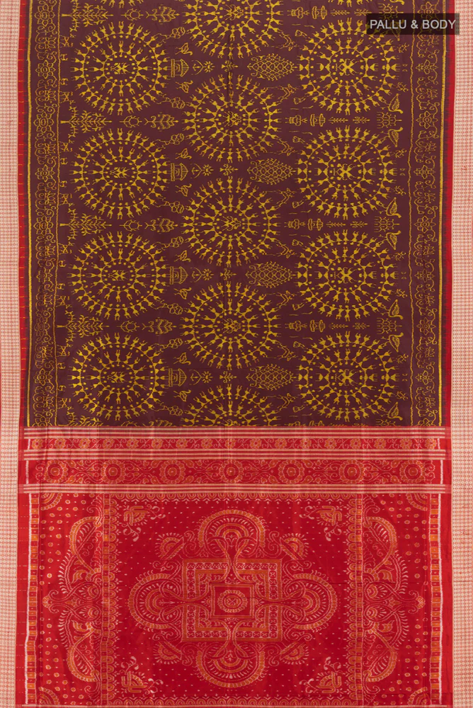 Brown Orissa Silk Saree - Image 5