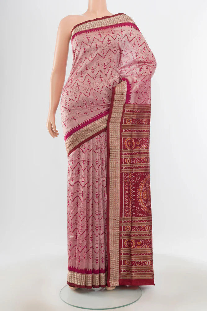 Rose pink Orissa Silk Saree