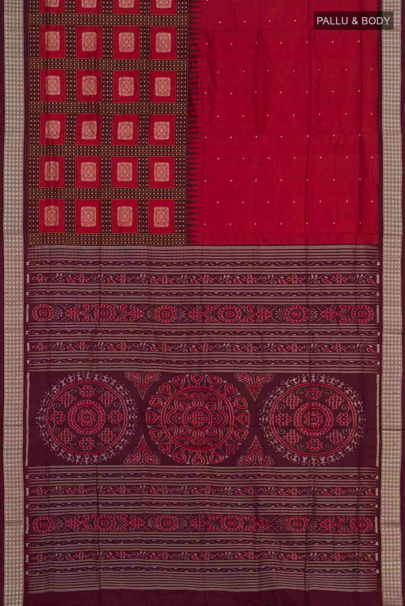 Maroon Orissa Silk Saree - Image 6